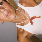 Collar Perlas Gamba Naranja