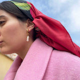 ASIMETRIC EARRING PINK CAMPANILLA