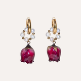 Red Rose Hoop Earrings