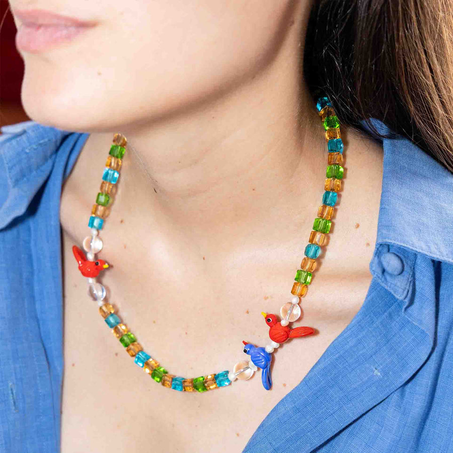 Crystal Birds Necklace