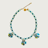 Three Fish Opaline Necklace