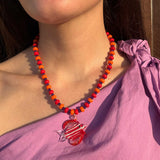 Red Transparent Fish Necklace