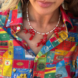 Baby Prawns & Lobster Necklace Red