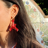 Lobster Earrings Red