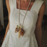 4 Seashell Macrame Necklace White