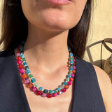 Collar Piedras Naranjas y Rosas