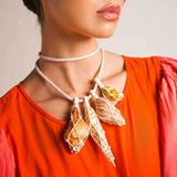 Collar 4 Caracolas Macrame Blanco