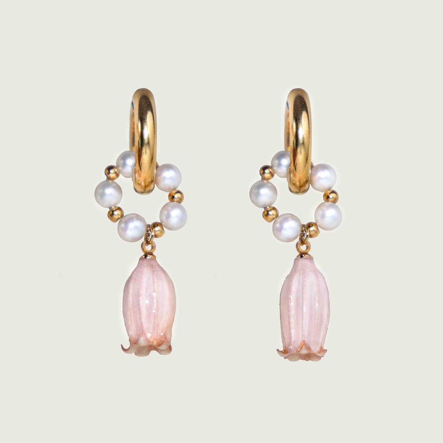 Pink Campanilla Hoop Earrings