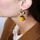 Yellow Rose Hoop Earrings