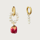 Red Rose Asymmetric Earrings