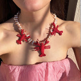 Three Lobsters Palm Necklace