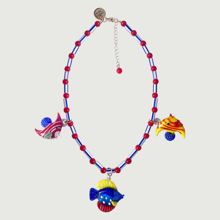 Red Three Fish Necklace