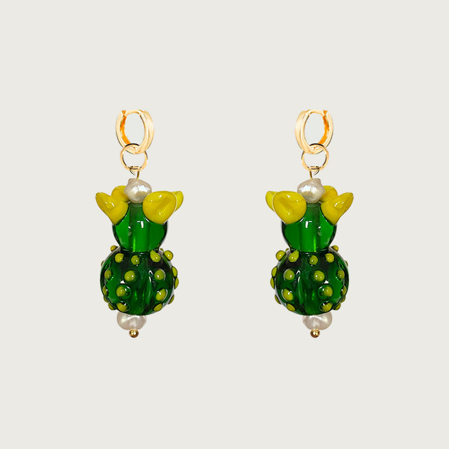 Deux Boucles D'Oreilles Perles De Cactus