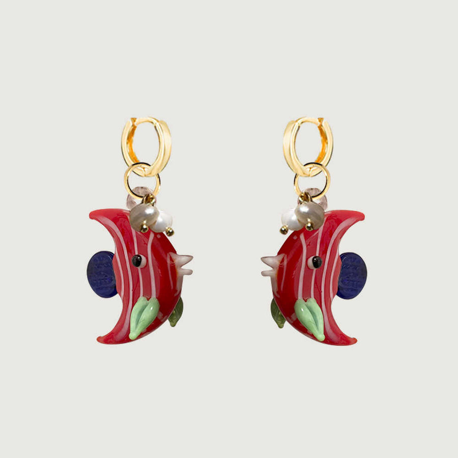 Red Fish Pearl Earrings