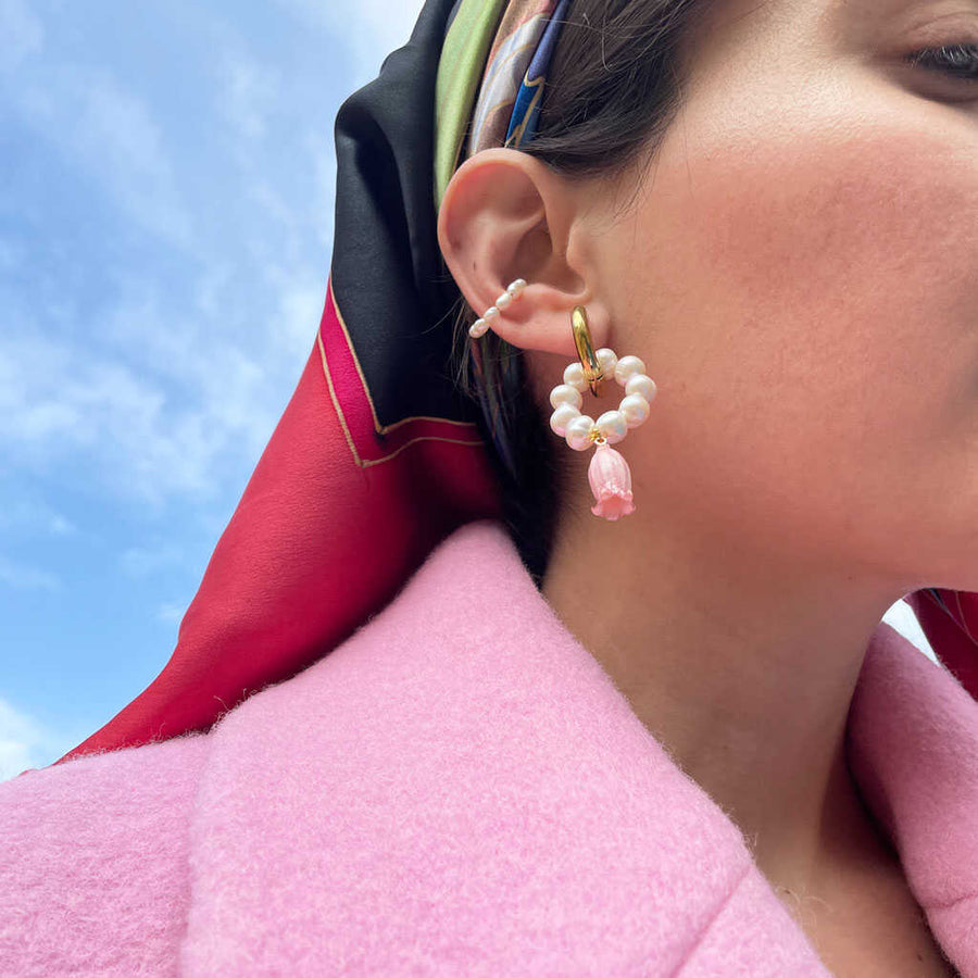 Pink Campanilla Asymmetric Earrings