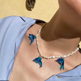 Collar Three Delfines Perlas
