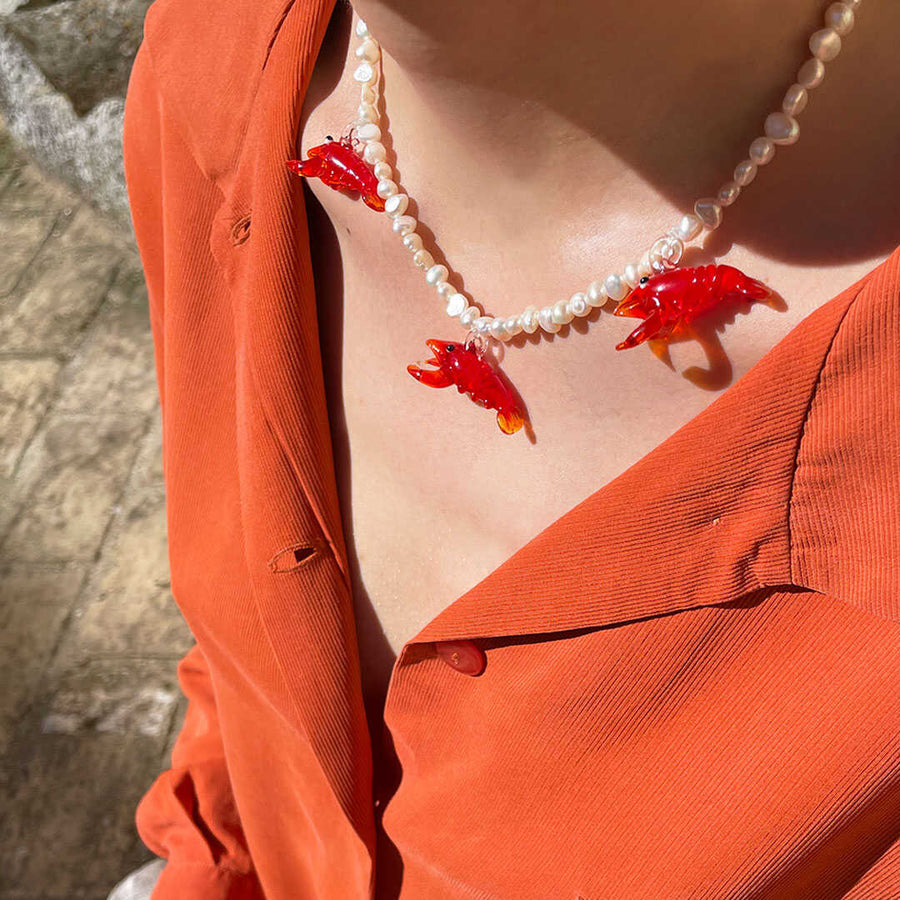 Three Lobsters Necklace